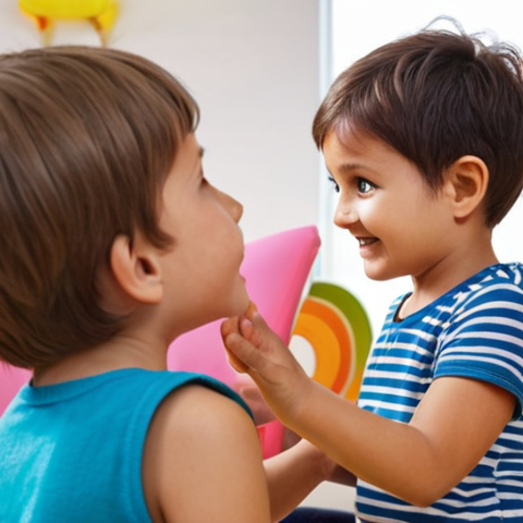 **

A trainee engaging with a shy child by playing a game. Focus on empathy and building a positive relationship. The scene should depict a safe and welcoming environment for the child.

**