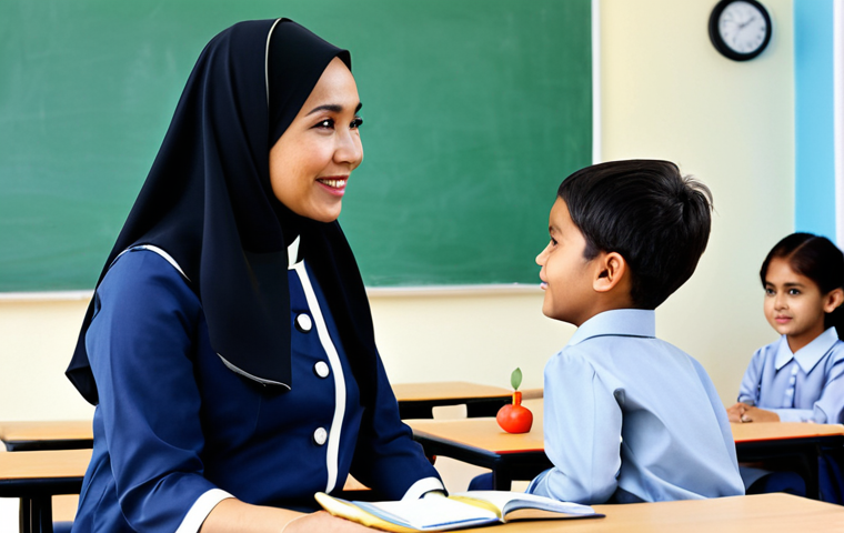 유아교육지도사로서 필요한 윤리 의식 - Building Positive Relationships**

"A kindergarten teacher, fully clothed in a modest baju kurung, l...